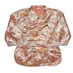 Style Collection Vintage Y2K Qipao Blouse Embroidered Dragon Clouds Womens Small